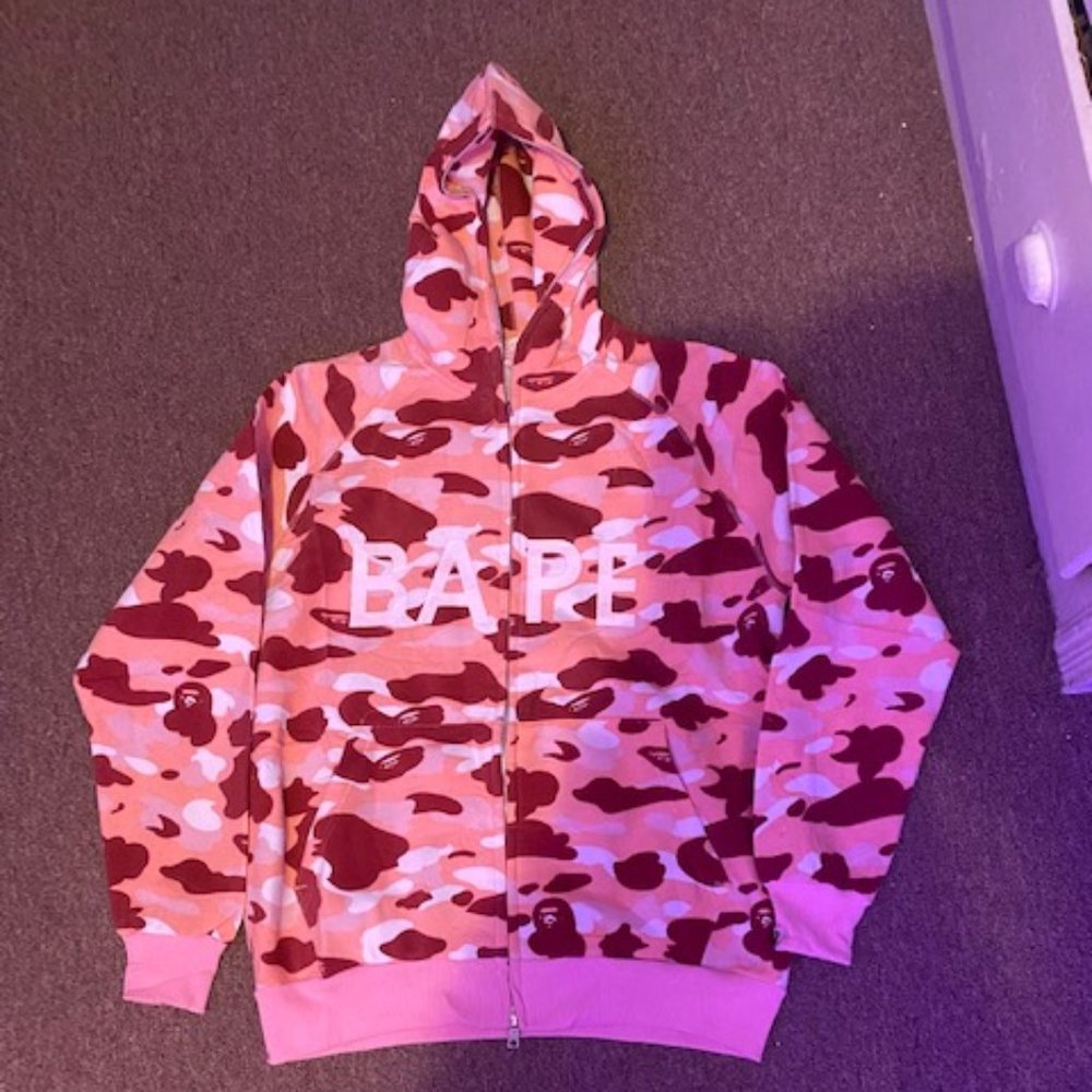 Pink bape logo hoodie
